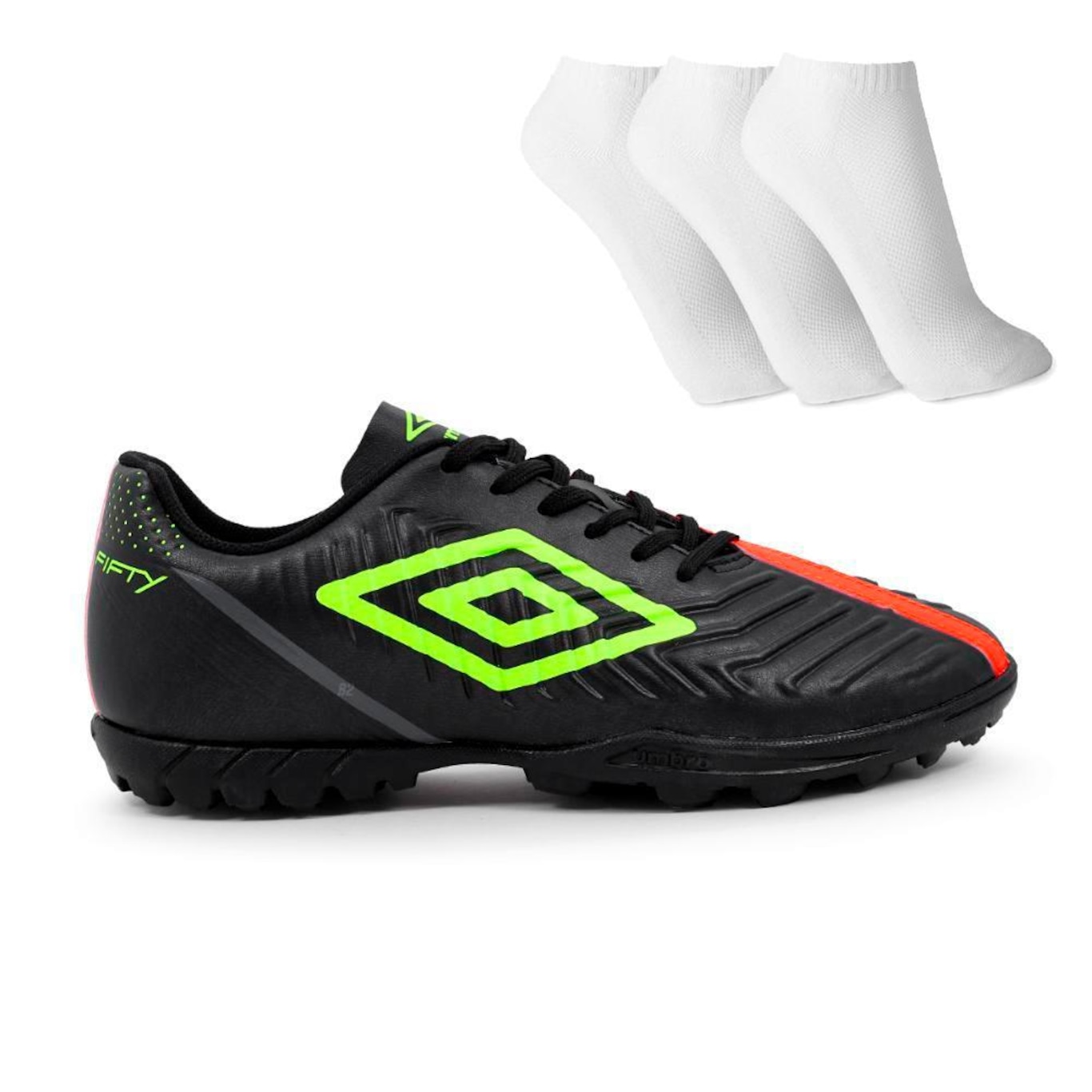 Chuteira Society Umbro Fifty 4 Iv + 3 Pares de Meia - Adulto - Foto 5