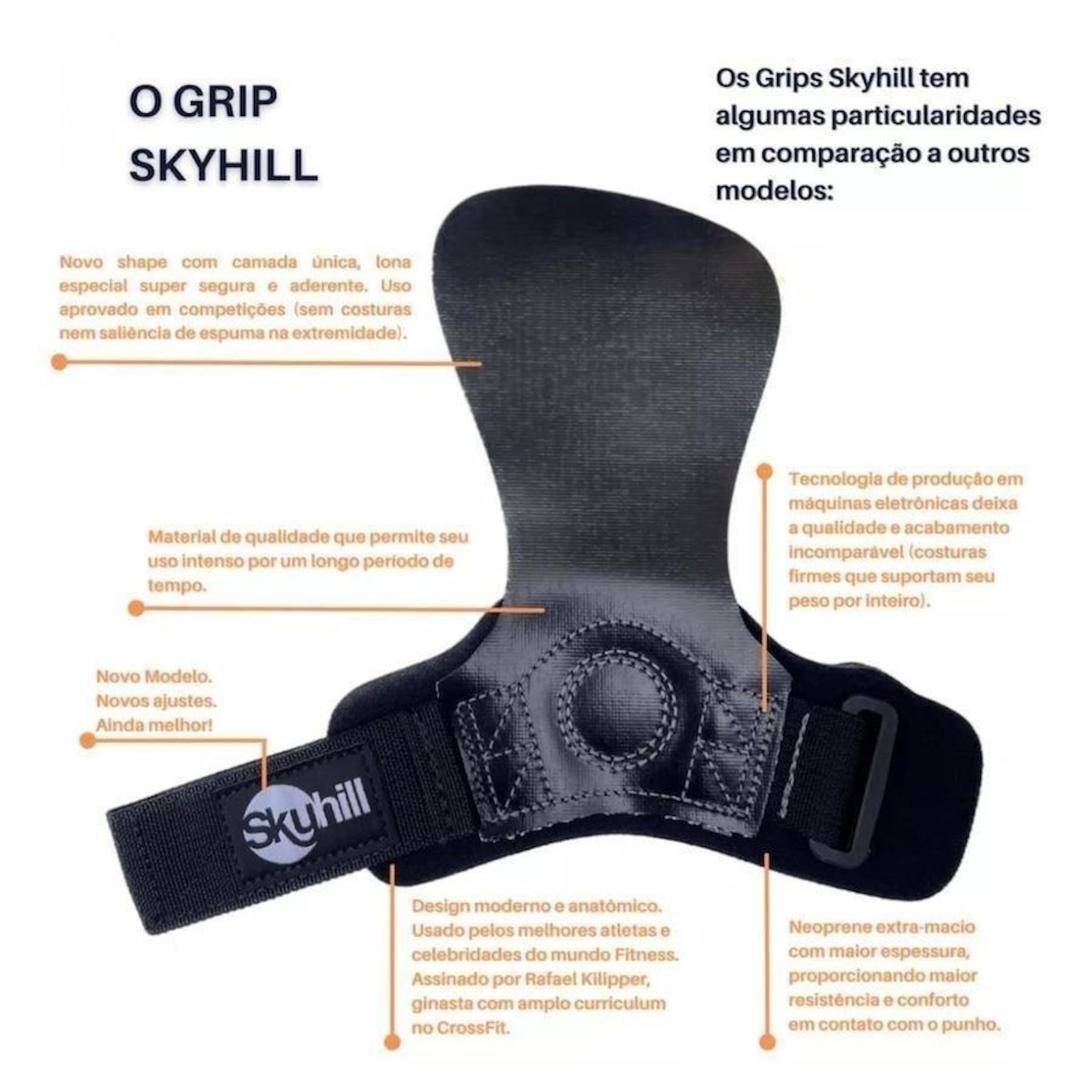 Luvas para Academia Skyhill Hand Grip Cf Cross Training Skyhill + Munhequeira - Adulto - Foto 2