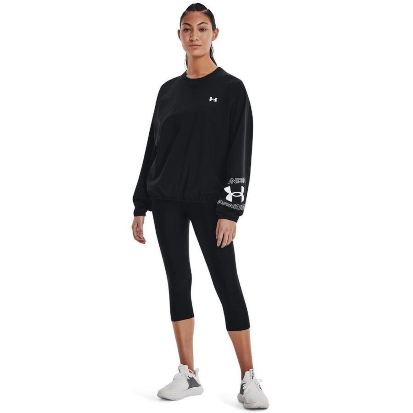 Blusão sem Capuz Under Armour Woven Graphic Crew - Feminino - Foto 2