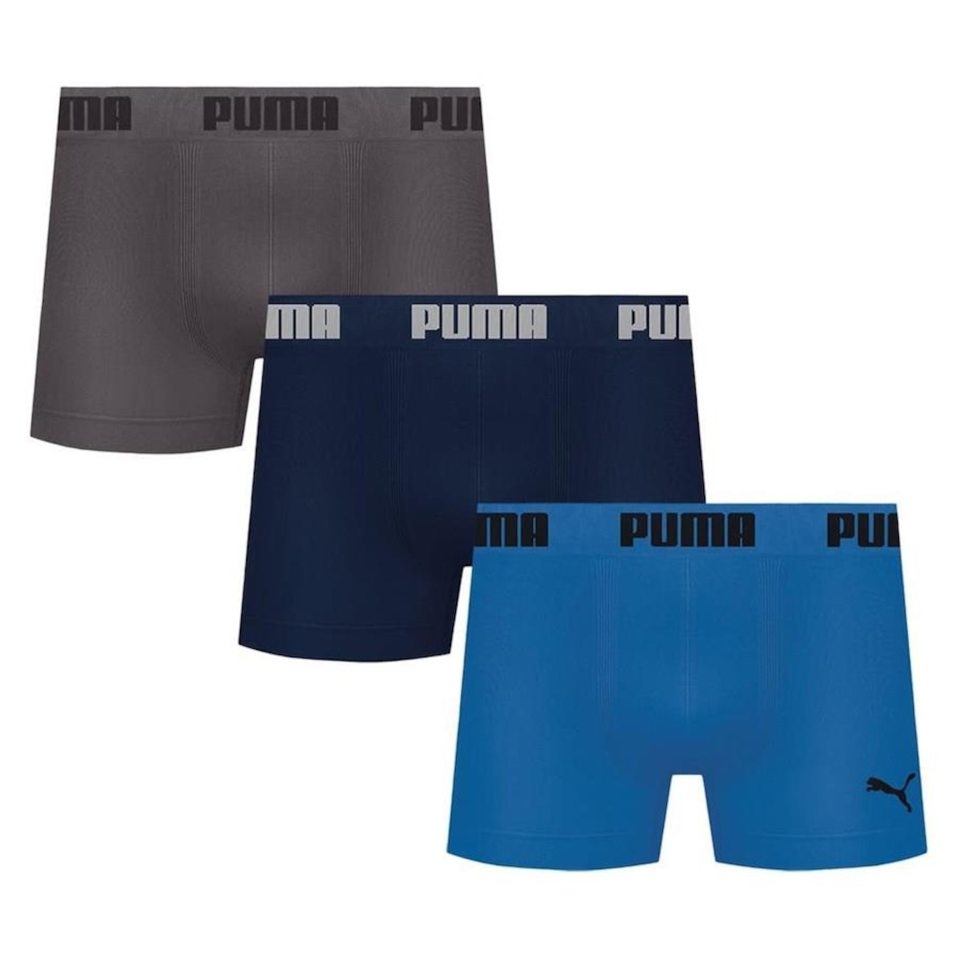 Kit de Cuecas Boxer Puma sem Costura - 3 Unidades - Masculina - Foto 1