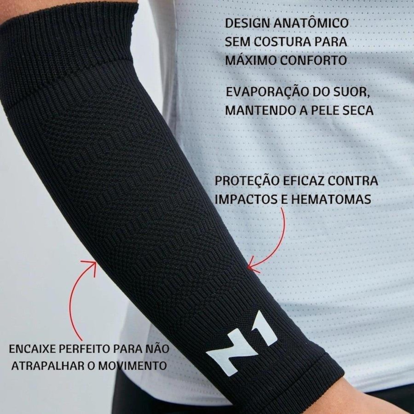 Kit Joelheira Volêi N1 Sport + Protetor Antebraço Manguito - Adulto - Foto 4