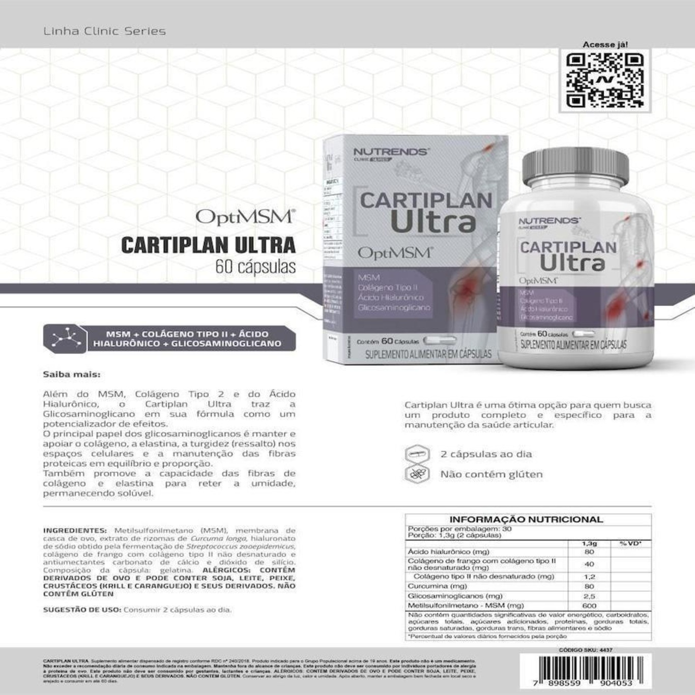 Cartimaster Ultra Colageno Topo II + Ácido Hialurônico 60Capsulas