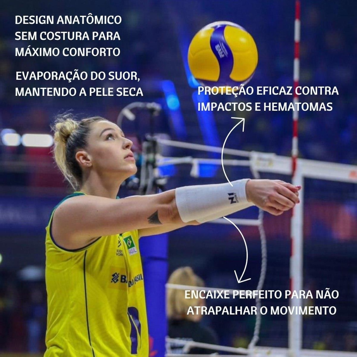 Kit Proteção Manguito + Joelheira N1 Sport Tornozeleira Provolley Volei - Foto 4