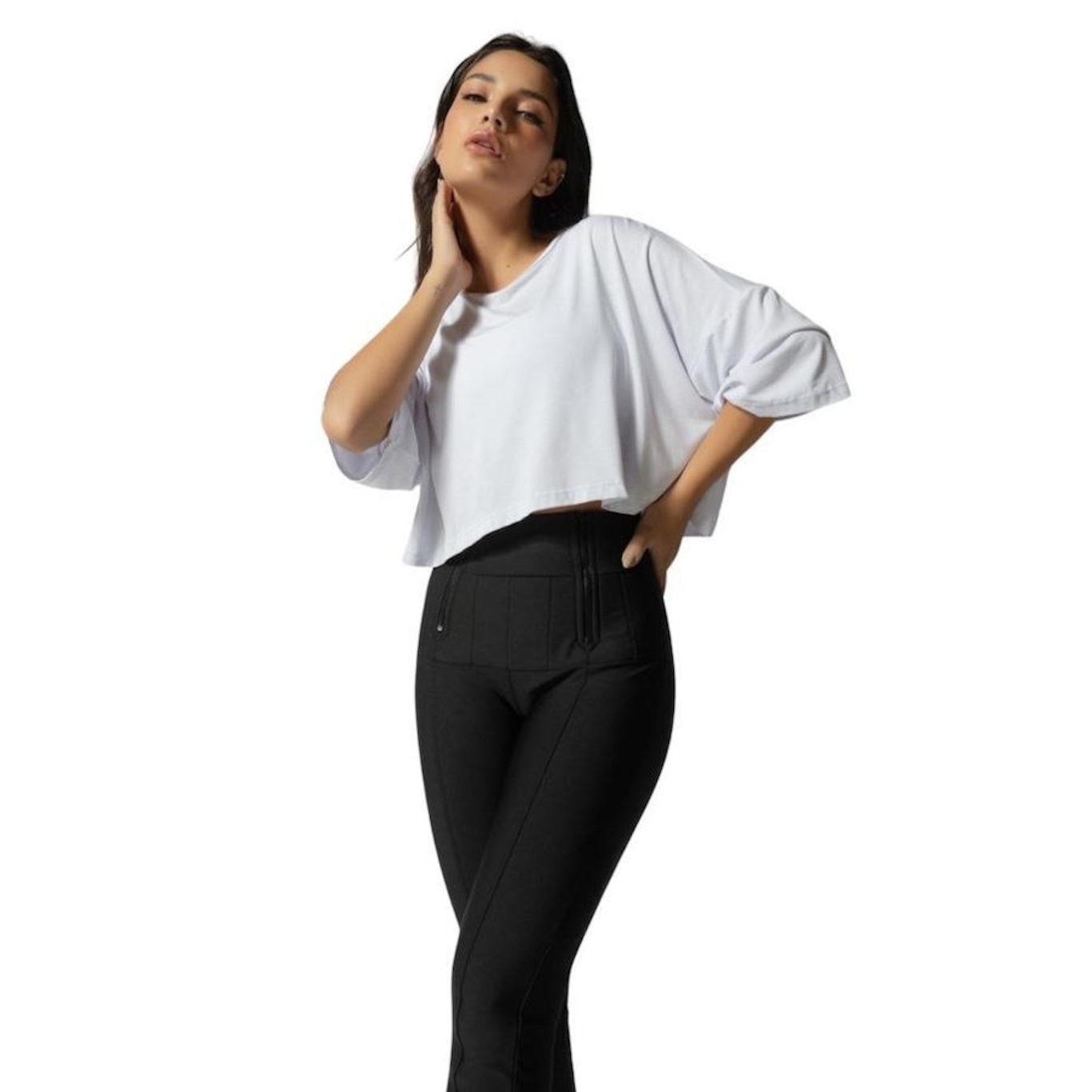 Blusa Cropped Honey Be Oversized Hnb Work - Feminina - Foto 1