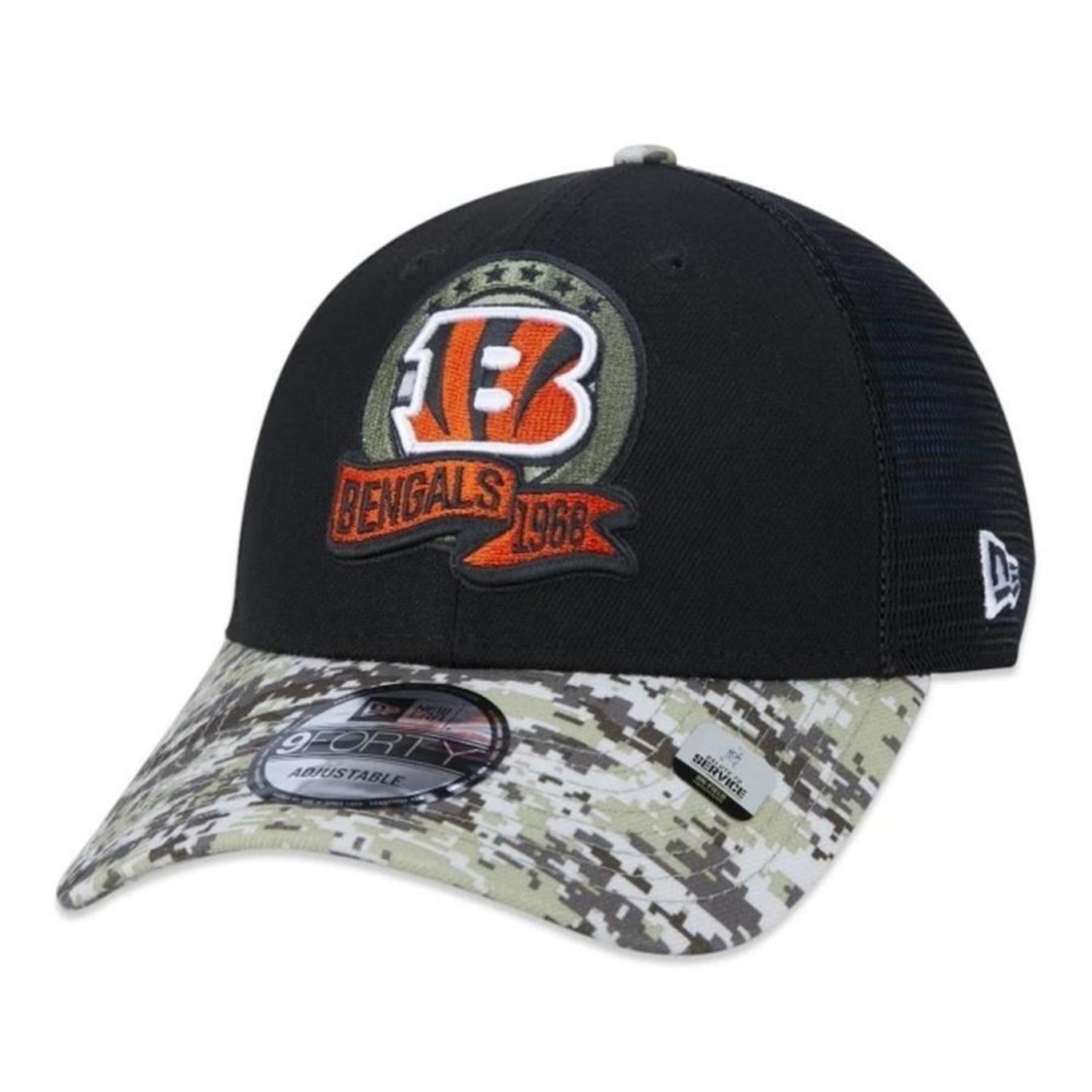 Boné Aba Curva New Era 940 Cincinnati Bengals Salute To Service 2022 - Snapback - Adulto - Foto 1