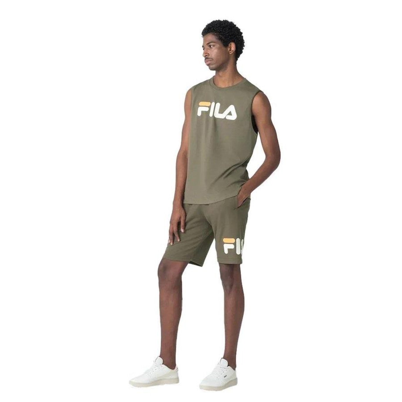 Bermuda Fila Basic Letter III - Masculina - Foto 3