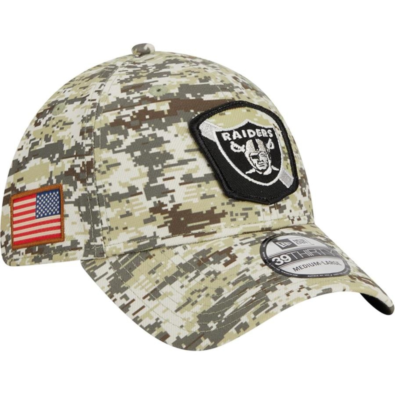 Boné Aba Curva New Era 39Thirty Stretch Fit Salute To Service Las Vegas Raiders - Fechado - Adulto - Foto 2