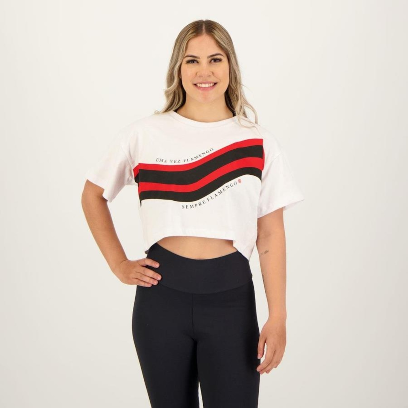 Blusa Cropped do Flamengo Braziline Academy - Feminina - Foto 1