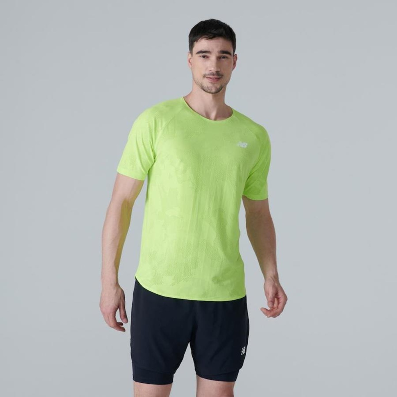 Camiseta New Balance Q Speed Jacquard - Masculina - Foto 1