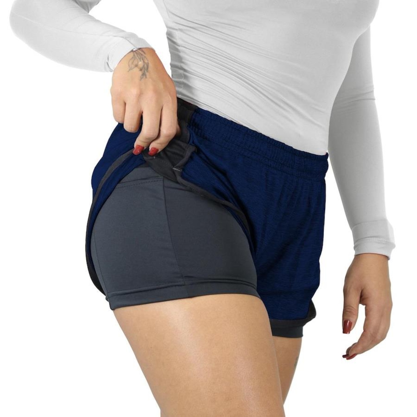 Shorts Finta Run Daisy com Forro - Feminino - Foto 3