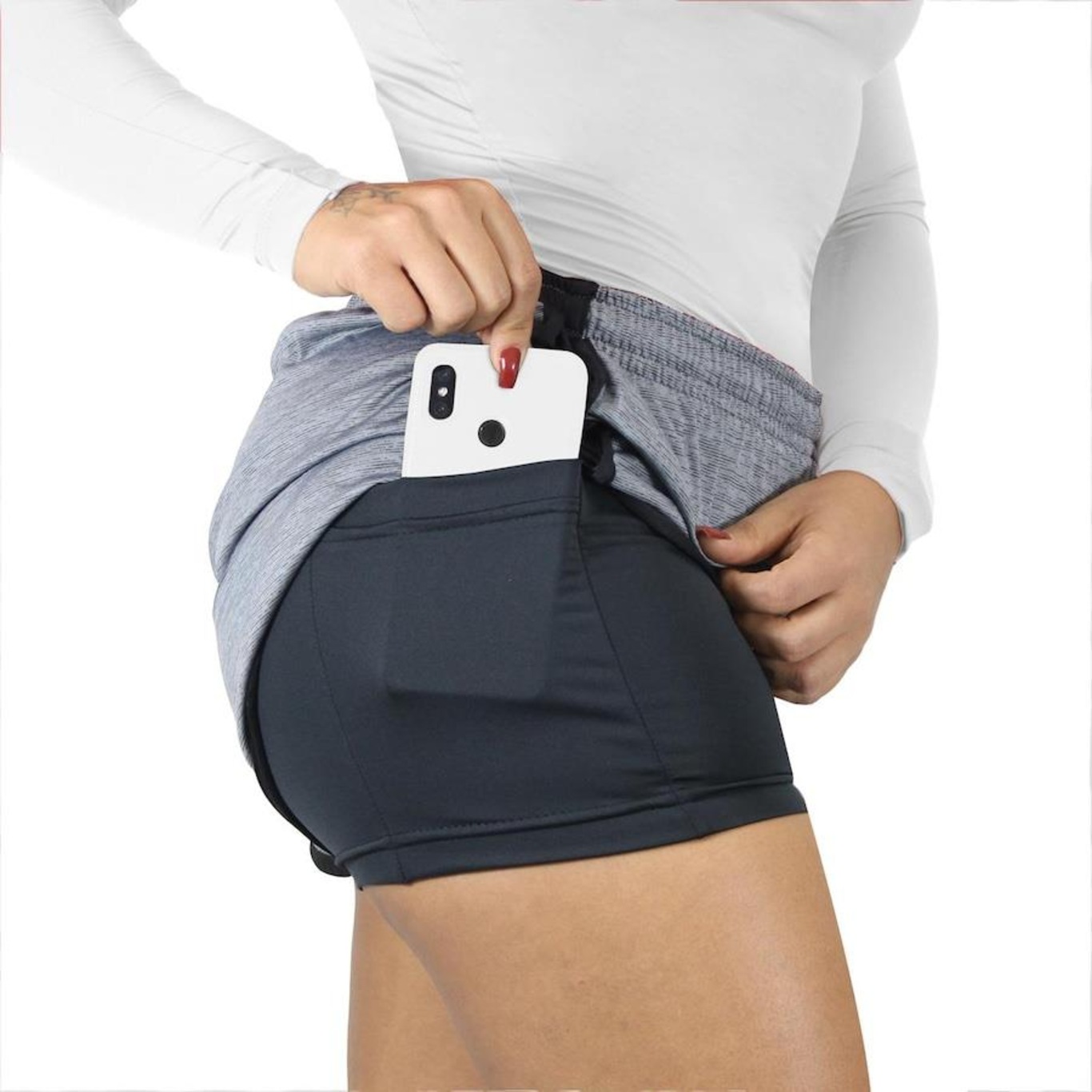 Shorts Finta Run Daisy com Forro - Feminino - Foto 2