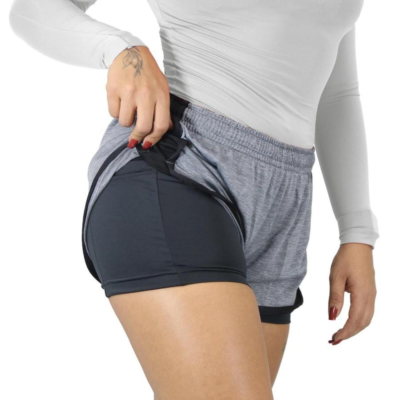 Shorts Finta Run Daisy com Forro - Feminino - Foto 3