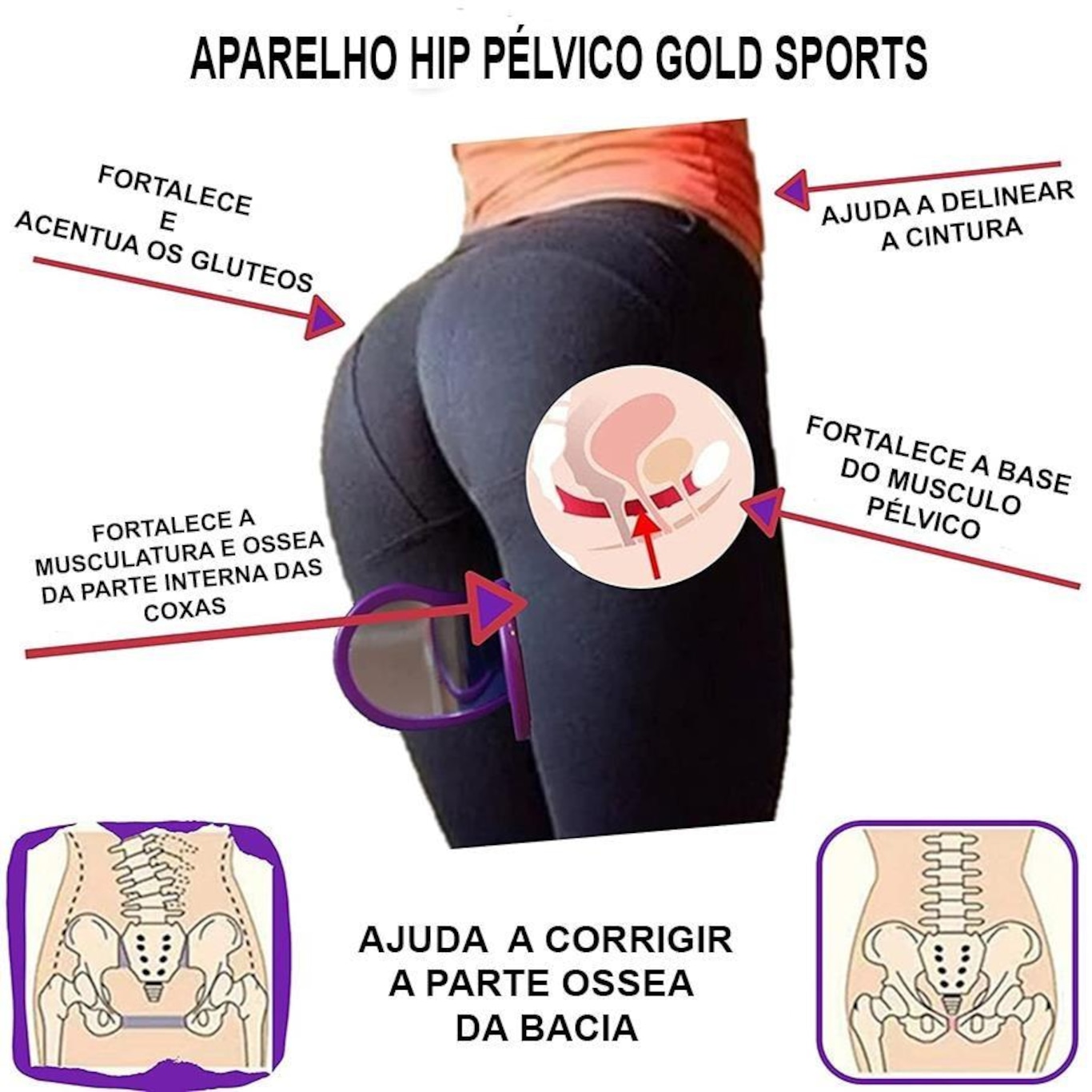 Aparelho Trainner Gold Sports Hit Pélvis Fortalecimento Muscular - Foto 4