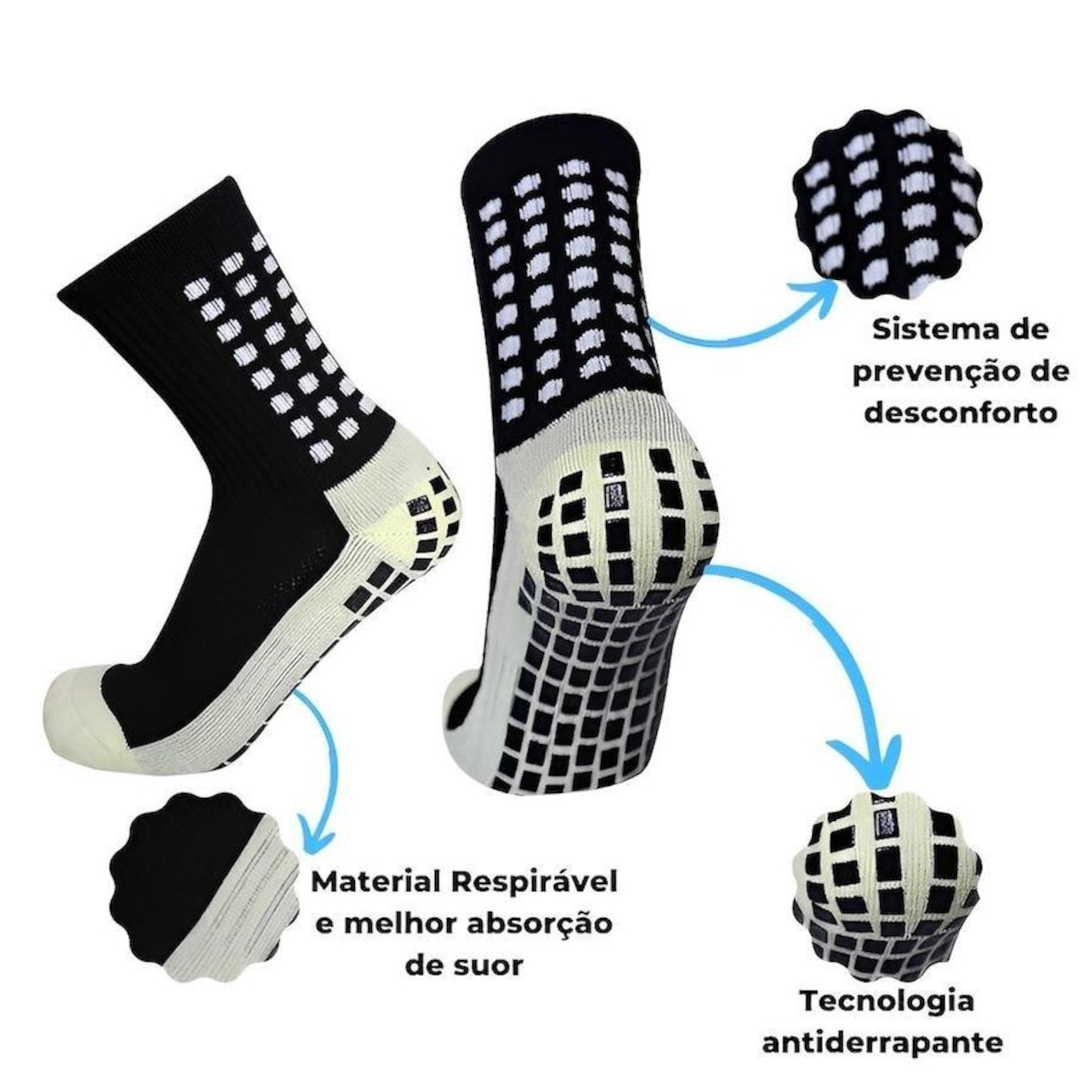 Meia de Futebol Cano Médio Red Place Prosocks Antiderrapante Trusox Pro Soccer - 36 A 44 - Adulto - Foto 6