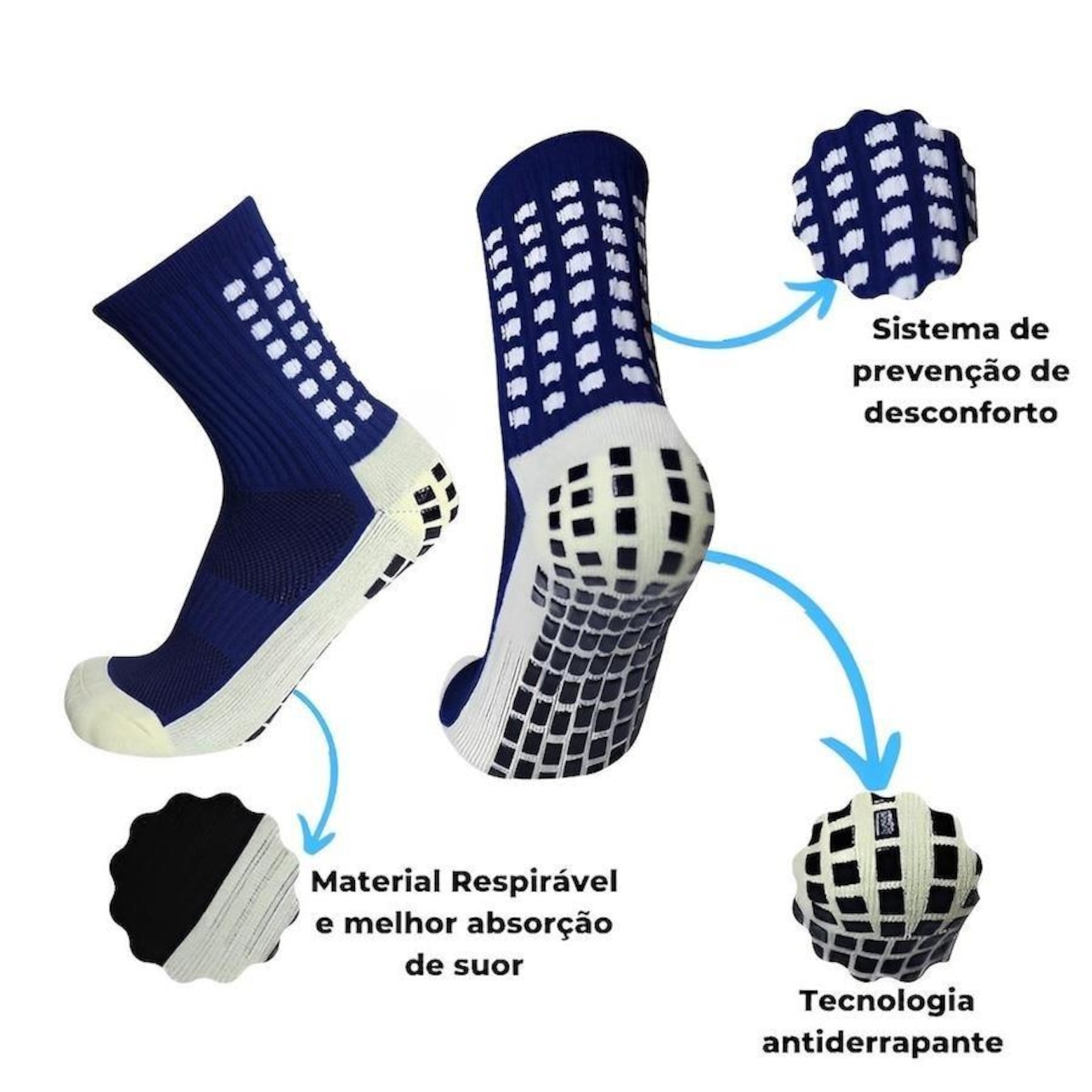 Meia de Futebol Cano Médio Red Place Prosocks Antiderrapante Trusox Pro Soccer - 36 A 44 - Adulto - Foto 3