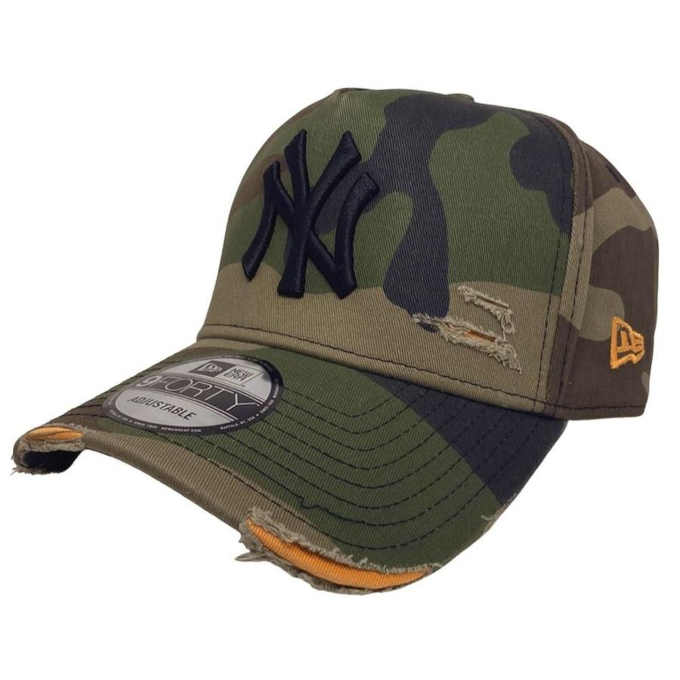 Boné Aba Curva New Era Ny Yankees Cotton Damage - Strapback - Adulto - Foto 1