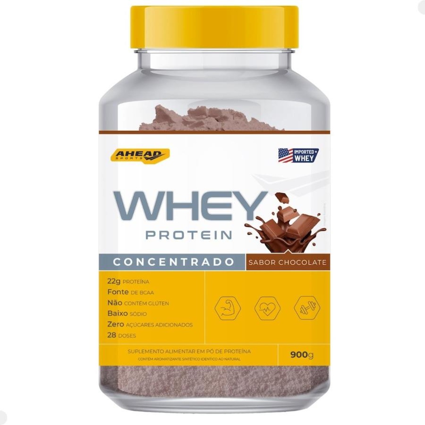 Whey Protein Ahead Sports 100% - Chocolate - 900G - Foto 1