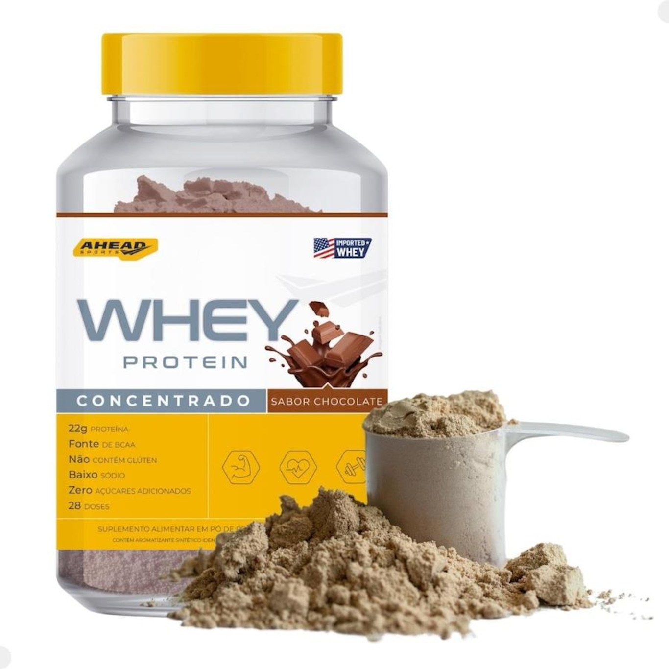 Whey Protein Ahead Sports 100% - Chocolate - 900G - Foto 4