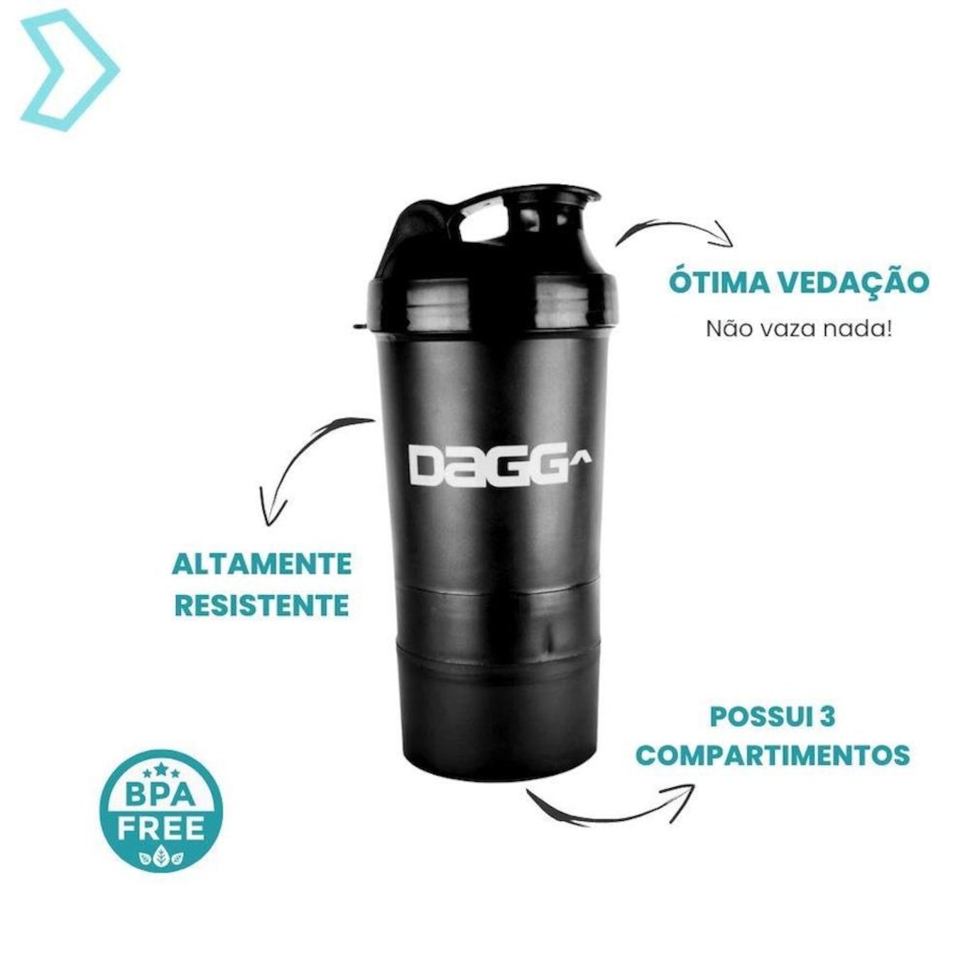 Coqueteleira Dagg Shakeira 3 Divisórias - 500 ml - Foto 2