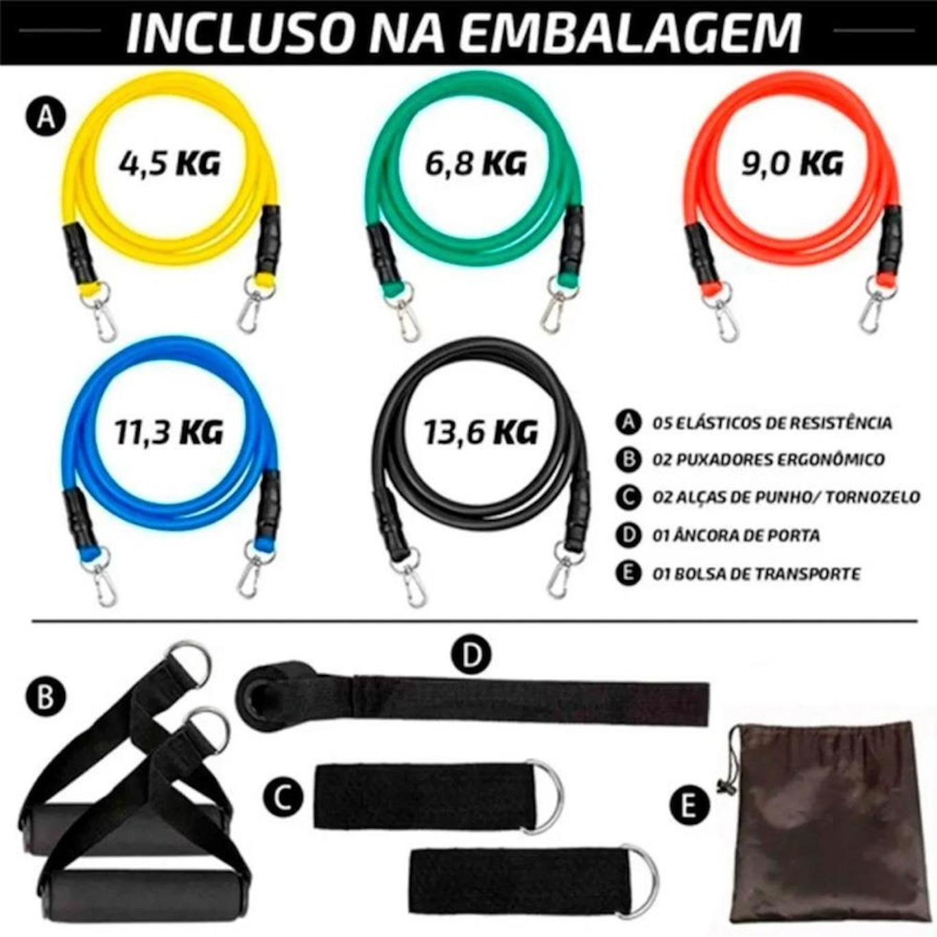 Kit de Extensor Elásticos Red Place Resistente Premium Power Bands Extreme com 11 Itens - Foto 6