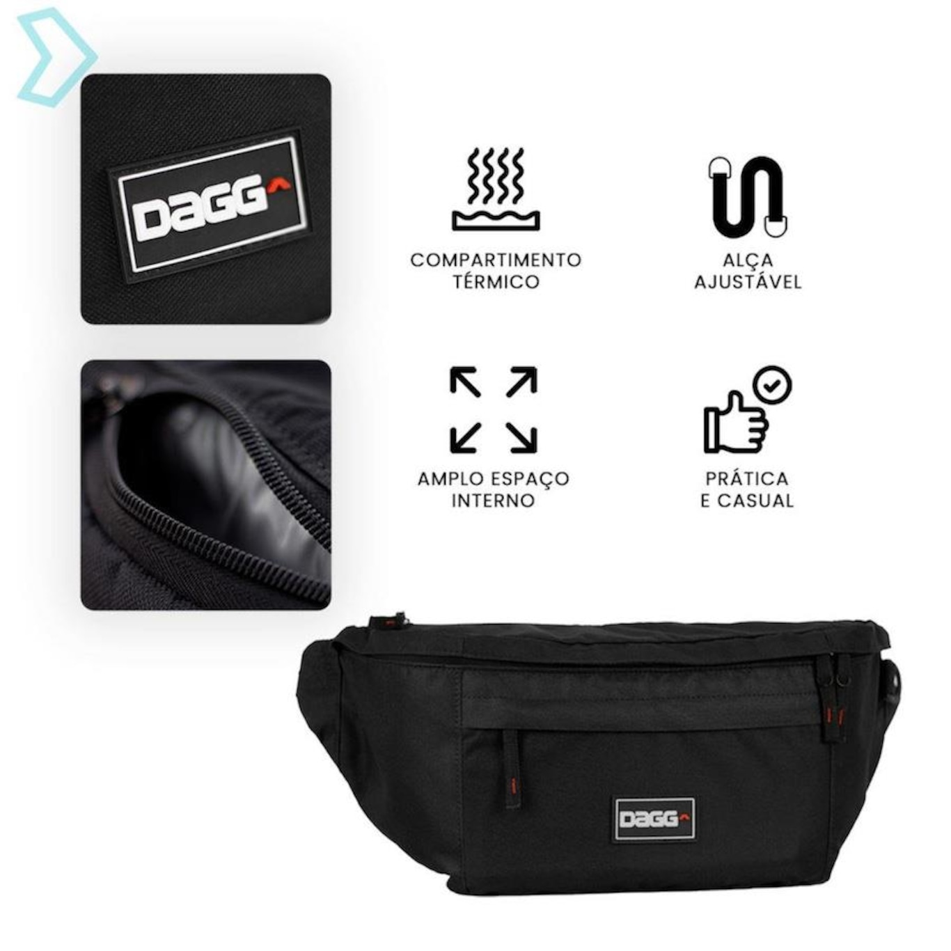 Bolsa Transver Shoulder Bag Dagg Pochete Tiracolo Casual com Compartimentos Interno Térmico - Foto 2