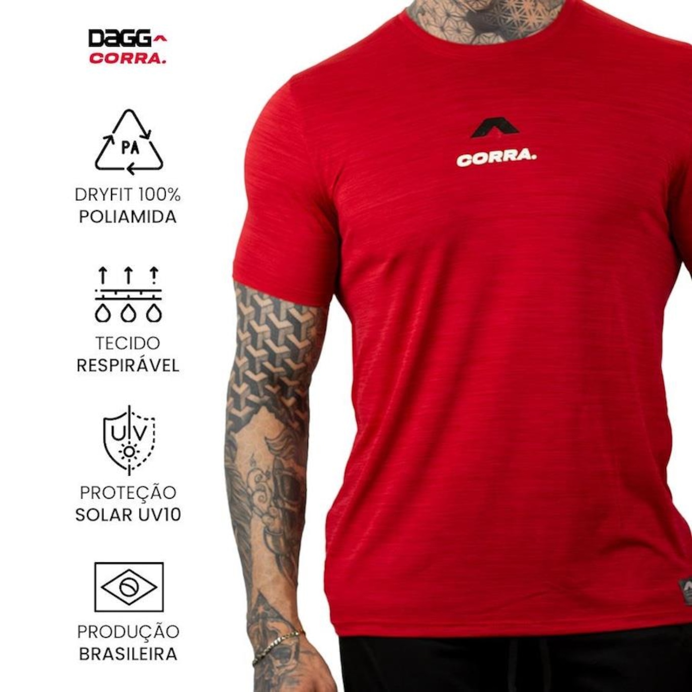 Camiseta Dagg Corra Dry Fit Proteção Uv10 Academia Running Fitness Confortável - Masculina - Foto 2