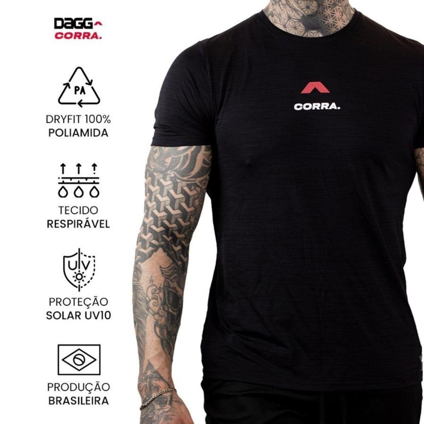 Camiseta Dagg Corra Dry Fit Proteção Uv10 Academia Running Fitness Confortável - Masculina - Foto 6