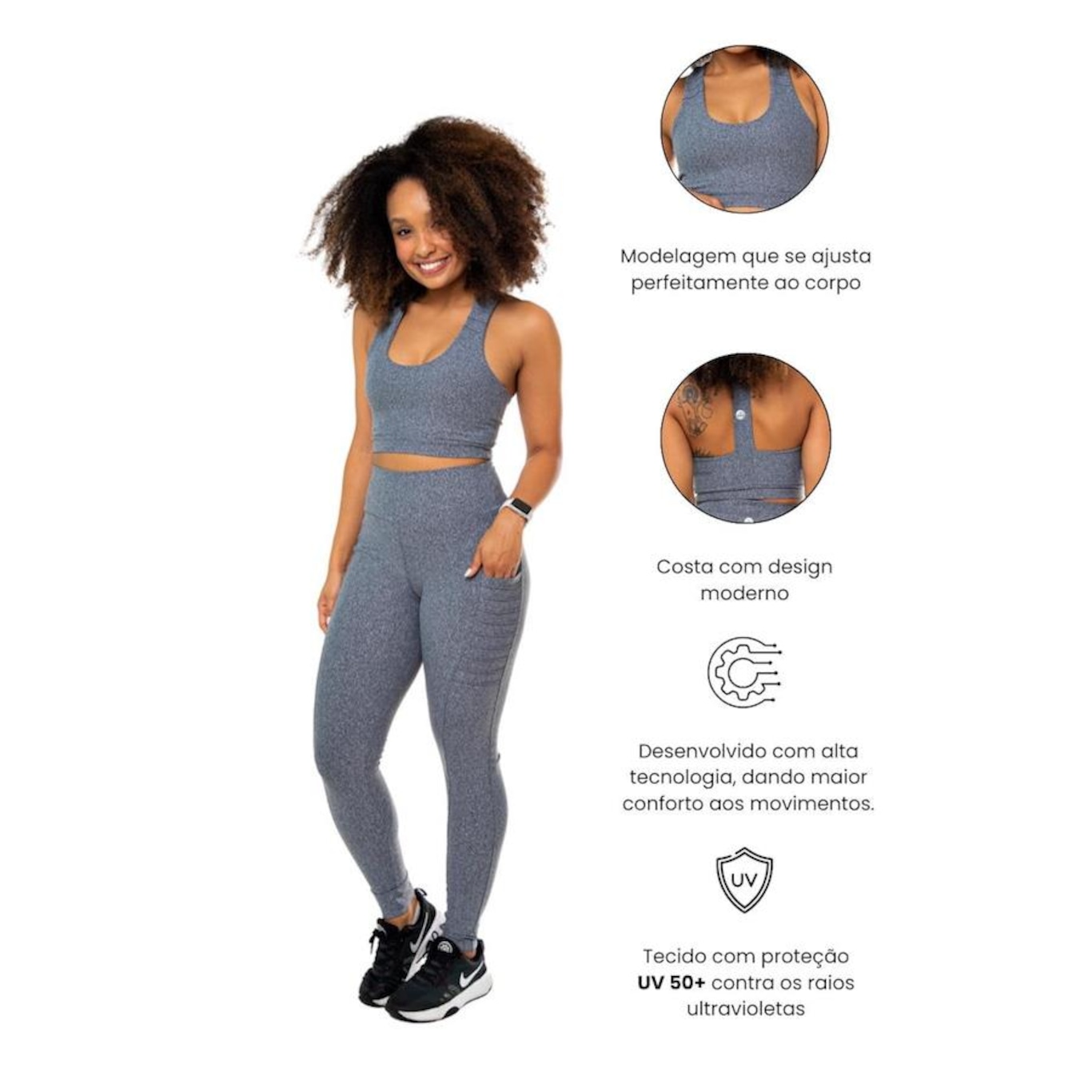 Top Fitness com Bojo Hoop Fit Alça Larga - Feminino - Foto 4