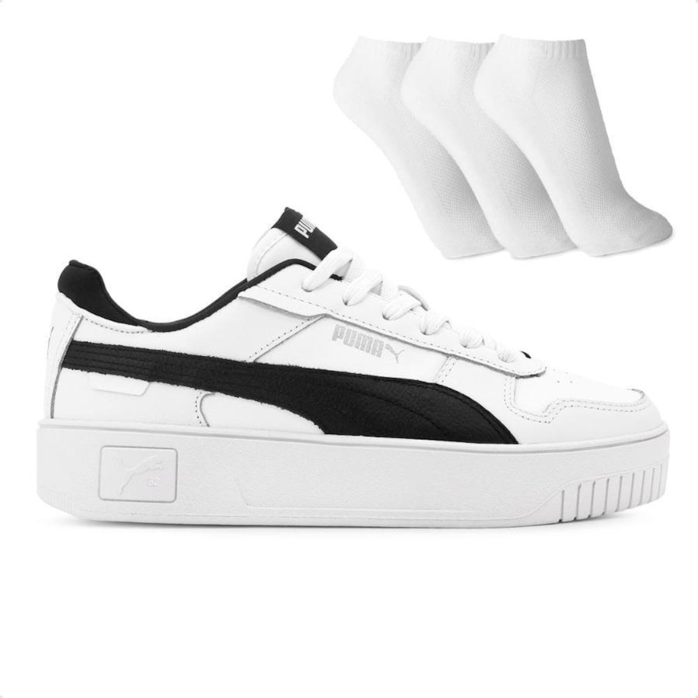 Tênis Puma Carina Street Bdp + 3 Pares de Meias - Feminino - Foto 1