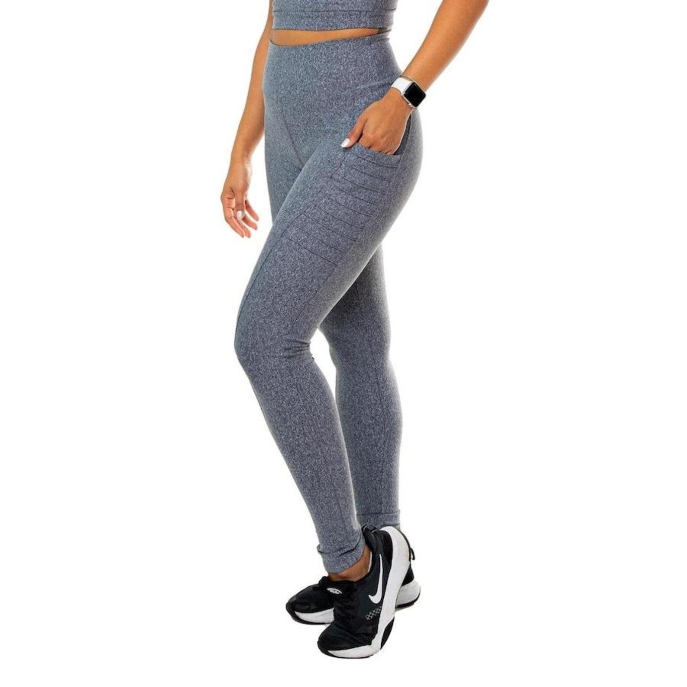 Calça Legging Academia Hoopfi com Filetes Cós Alto OX Preto