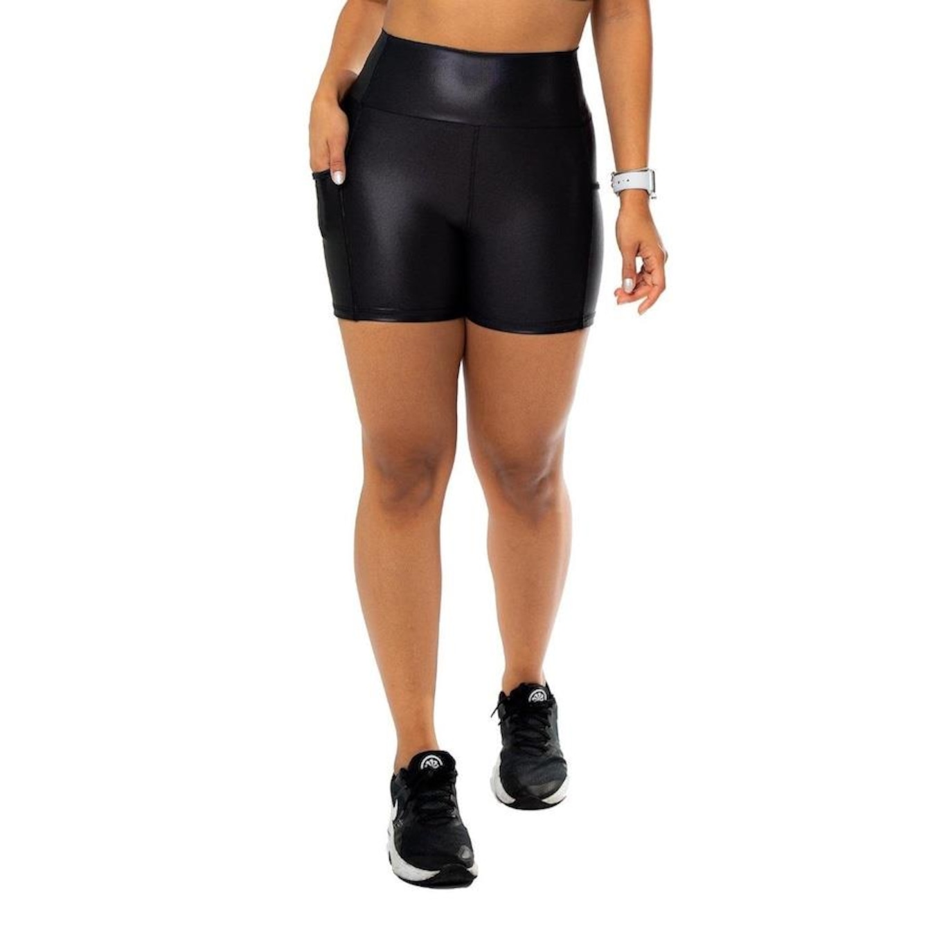 Shorts Hoopfit Cirre Cós Alto - Feminino - Foto 1