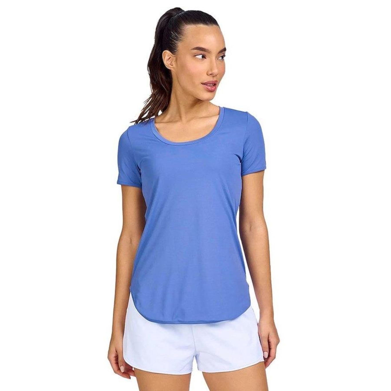 Camiseta Alto Giro Skin Fit Alongada - Feminina - Foto 1