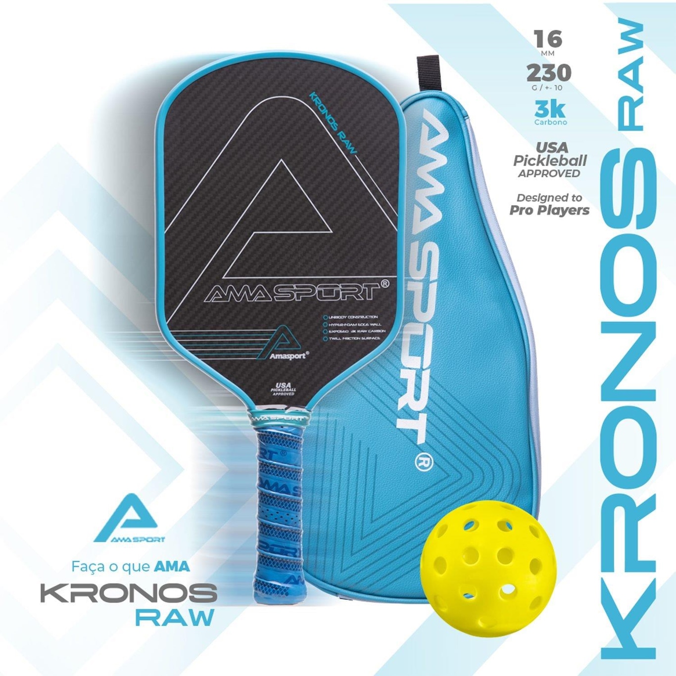 Raquete de Pickleball Ama Sport Kronos Raw - Foto 6