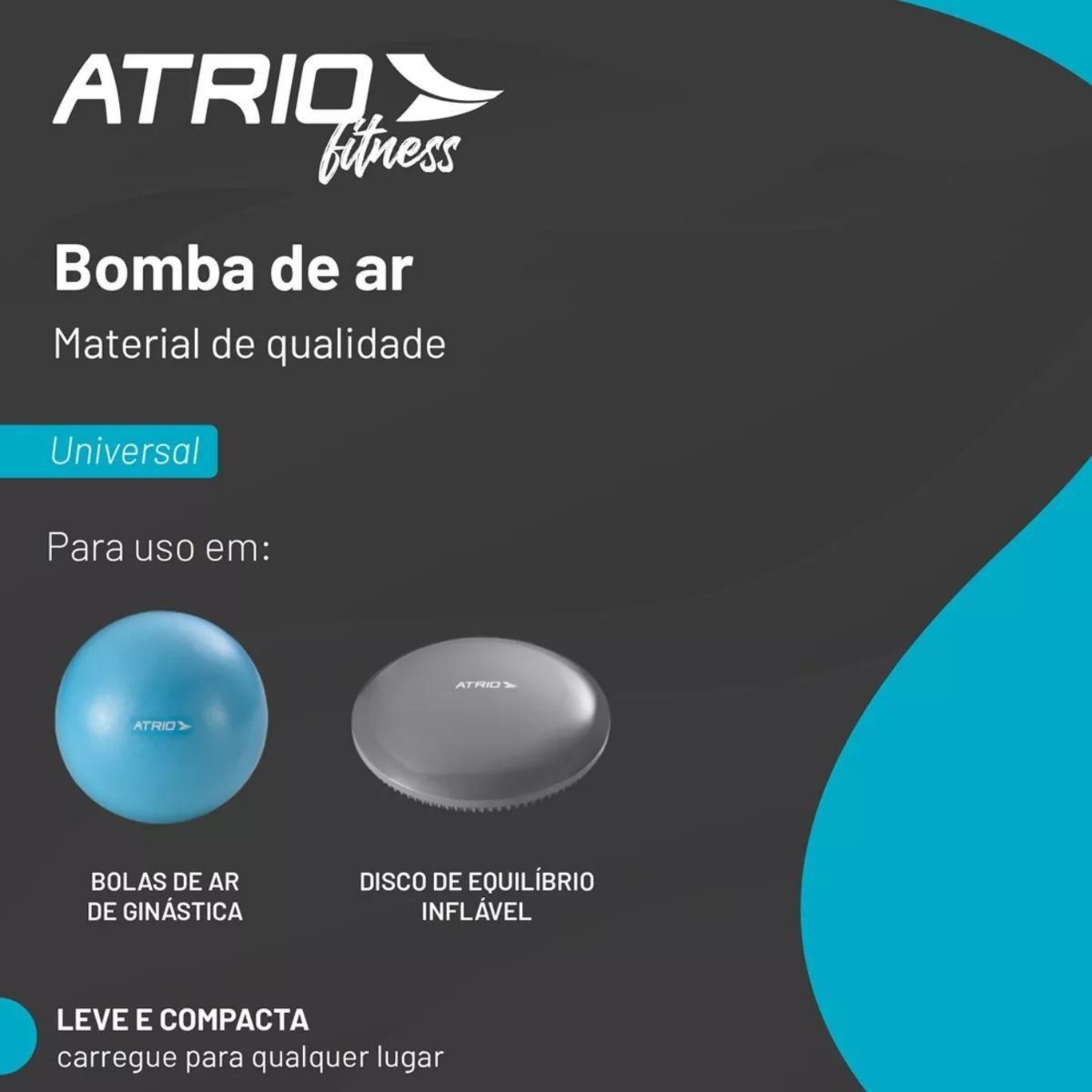 Bomba de Ar Atrio Es244 Inflador Manual com Bico para Encher Material de Yoga Fitness Bola Disco - Foto 5