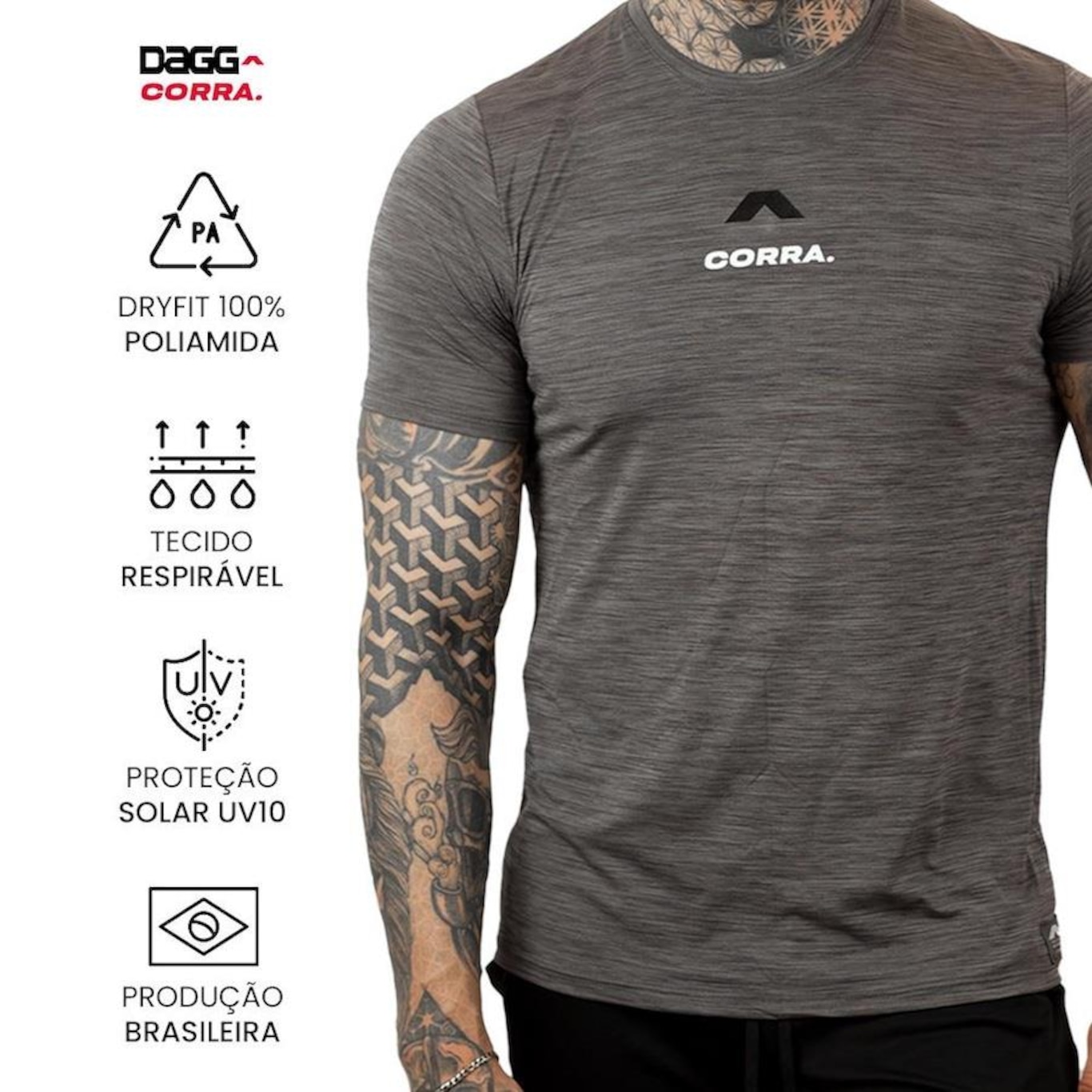 Camiseta Dagg Corra Dry Fit Proteção Uv10 Academia Running Fitness Confortável - Masculina - Foto 2