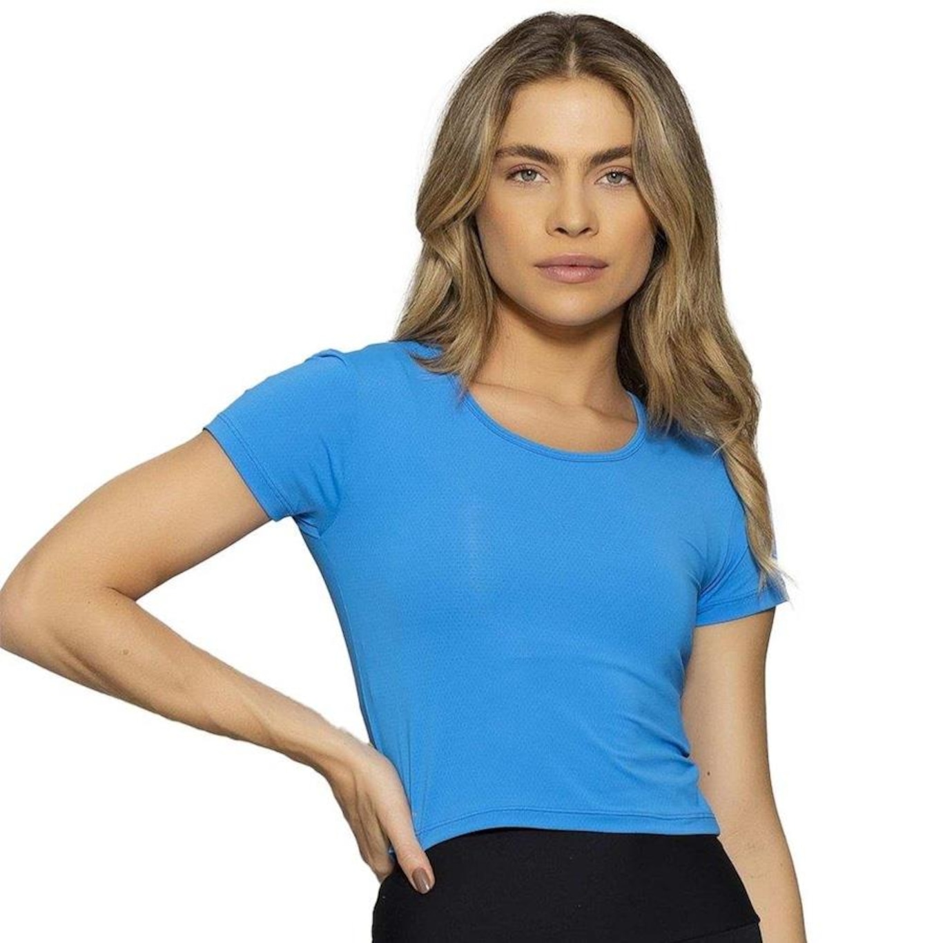 Blusa Cropped Run More Fenda Essencial - Feminino - Foto 1