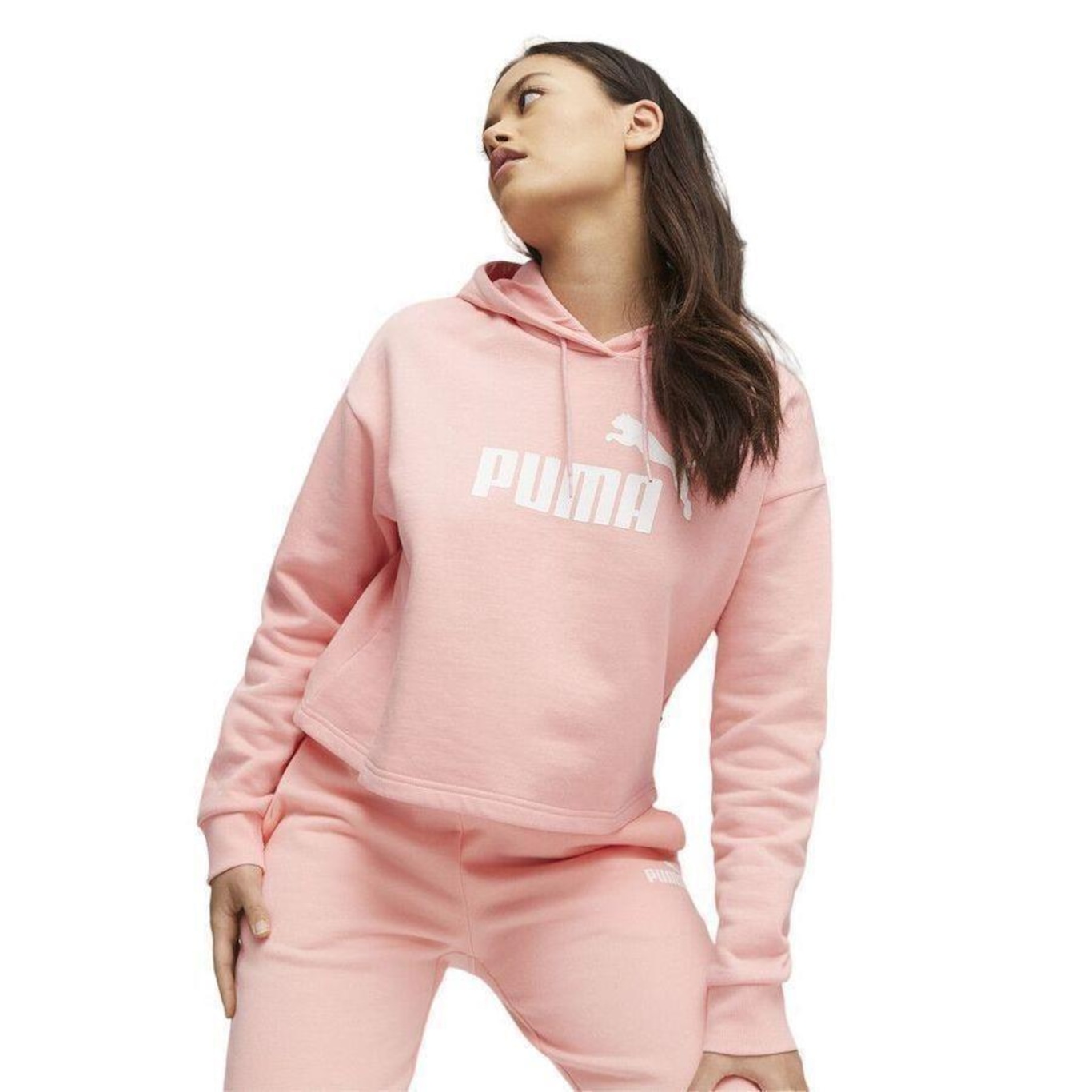 Blusão de Moletom com Capuz Puma Essentials Cropped Logo Fl - Feminino - Foto 4