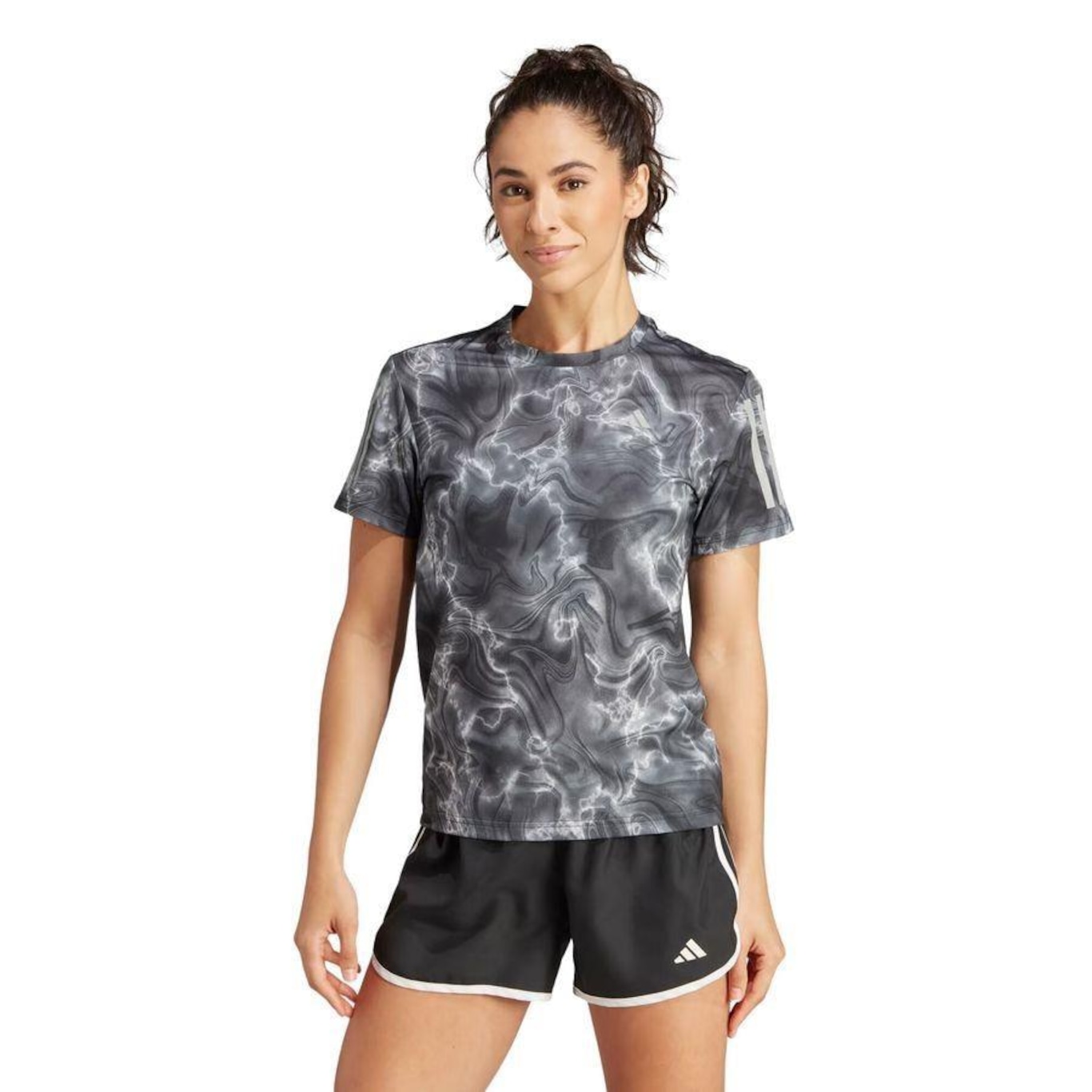 Camiseta adidas Own The Run Allover Print - Feminina - Foto 1