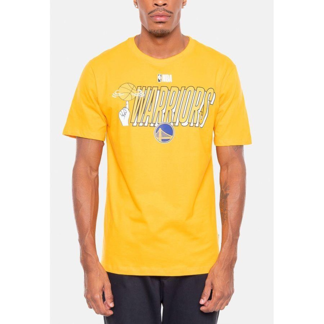 Camiseta Nba Hand On Ball Golden State Warriors Cadmium Nba - Masculina - Foto 3