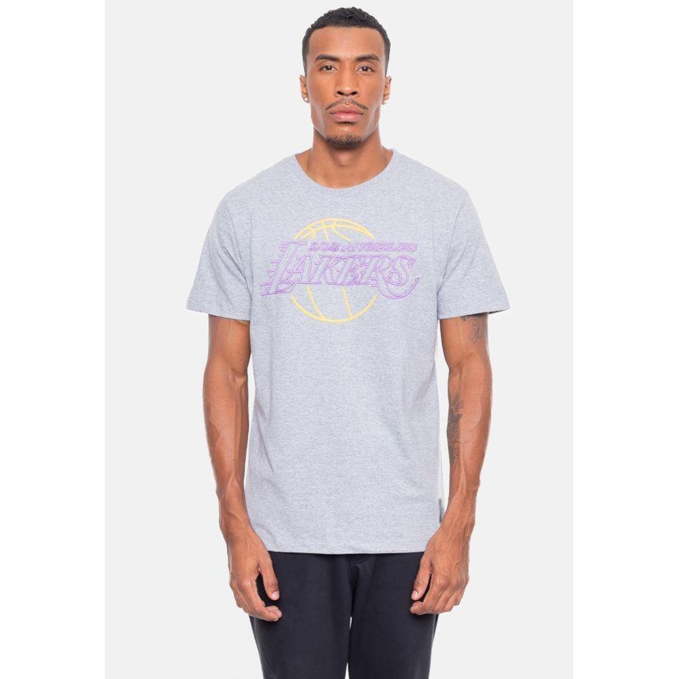 Camiseta Nba Logo Sign Los Angeles Lakers Nba - Masculina - Foto 1