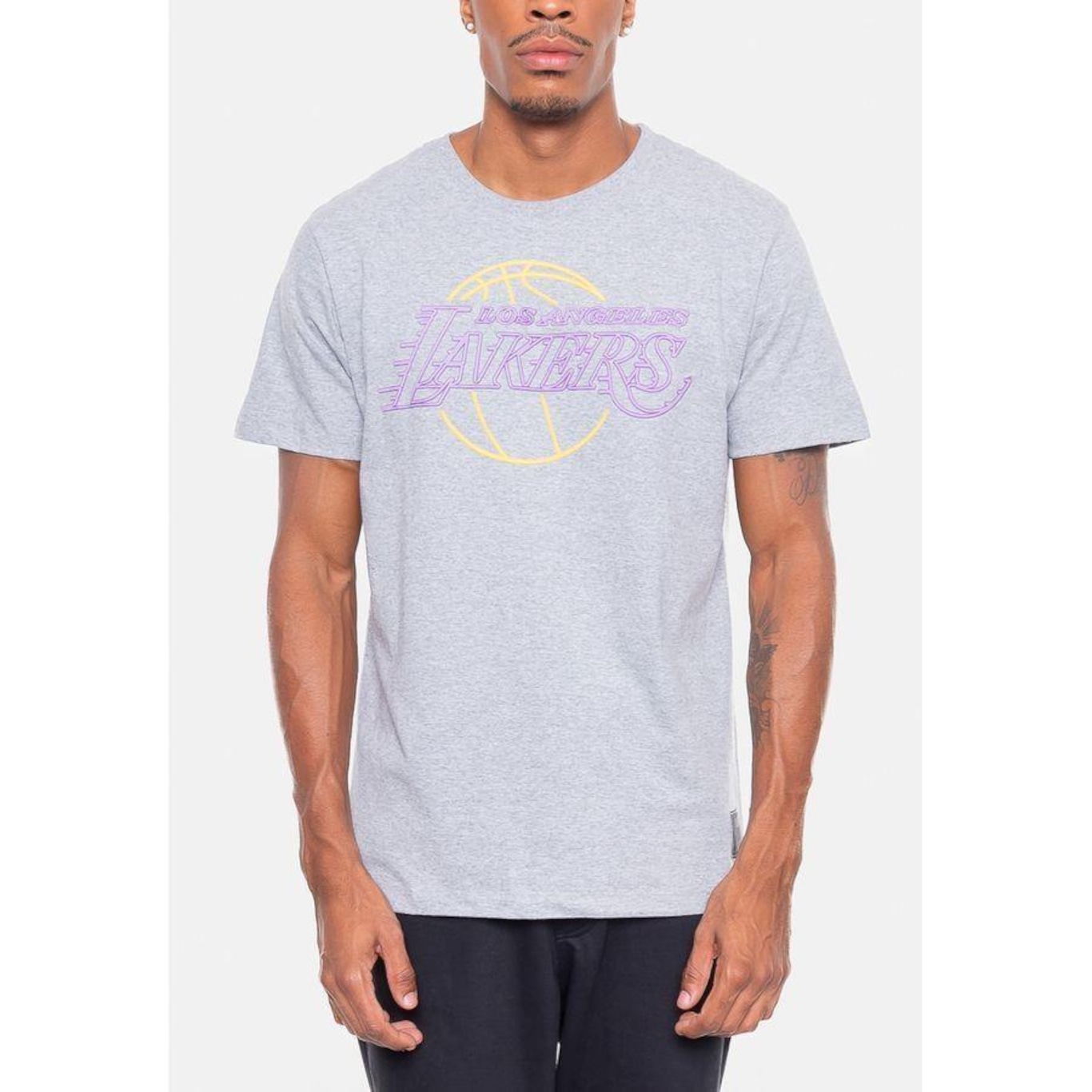 Camiseta Nba Logo Sign Los Angeles Lakers Nba - Masculina - Foto 3