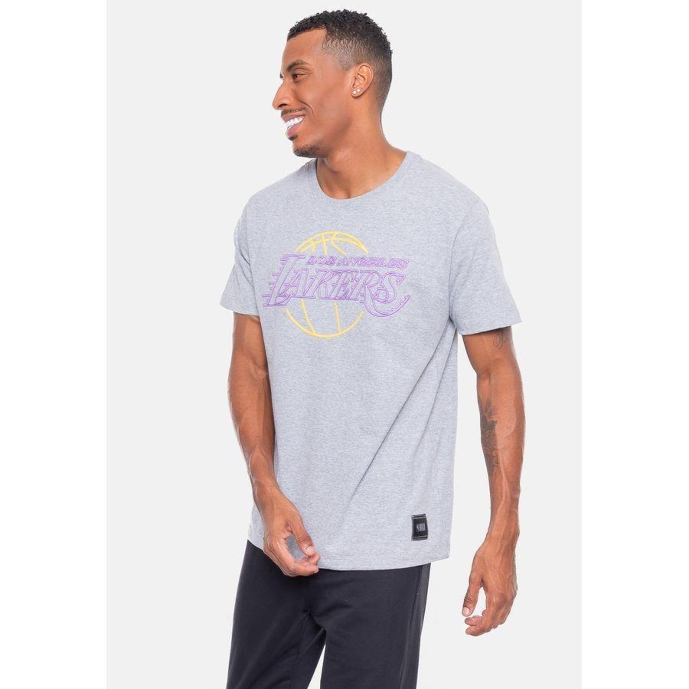 Camiseta Nba Logo Sign Los Angeles Lakers Nba - Masculina - Foto 4