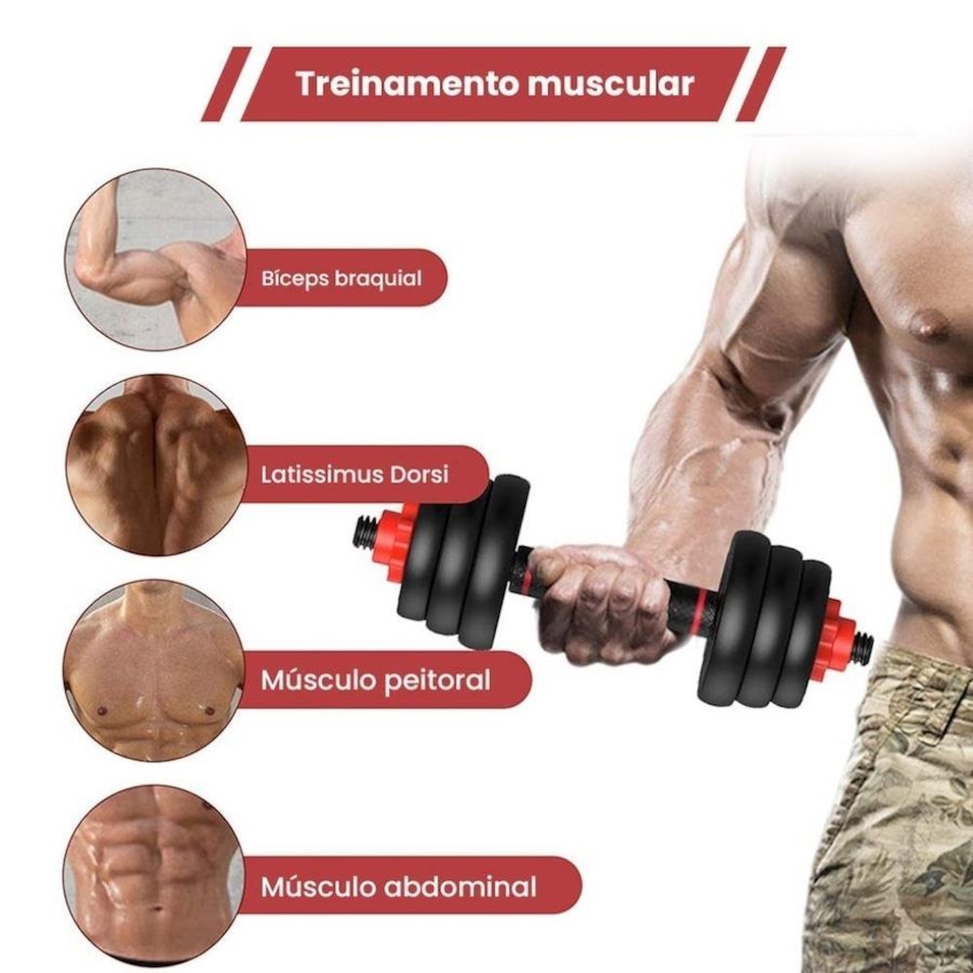 Halteres Ajustável 6 em 1 Peso Musculação Até 40Kg - Foto 4