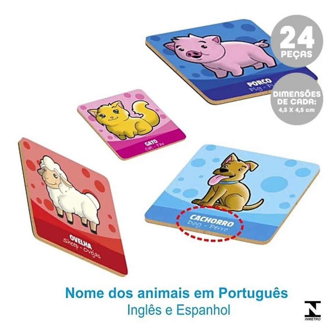 Jogo de Memória Xalingo Animais de Madeira - 24 Peças - Foto 2