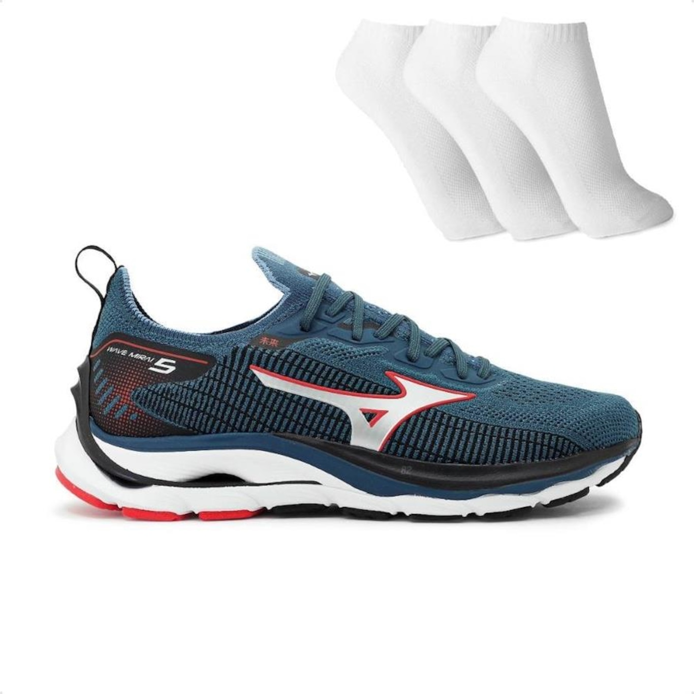 Tênis Mizuno Wave Mirai 5 + 3 Pares de Meias - Masculino - Foto 1