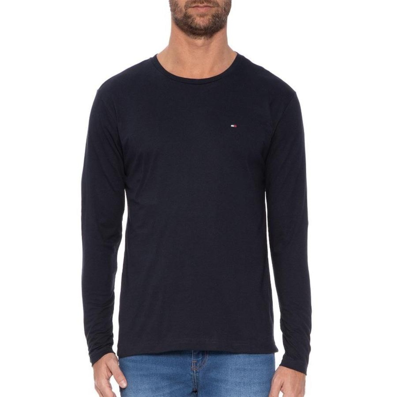 Camiseta Tommy Hilfiger Stretch Slim Fit Long Sleeve - Masculina - Foto 3