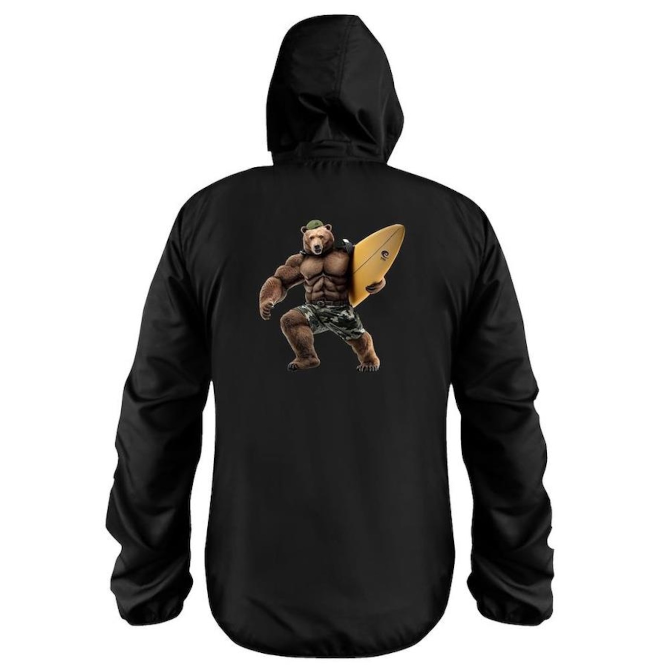 Jaqueta Corta Vento de Ciclismo WSS com Capuz Estampada Surfing Bear - Masculino - Foto 3