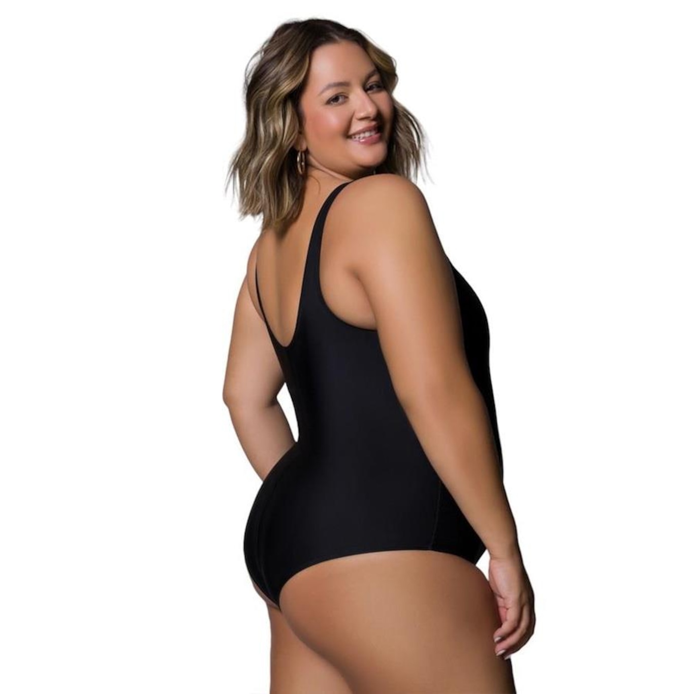 Maiô de Natação Selene Regata Básico Plus Size - Adulto - Foto 2