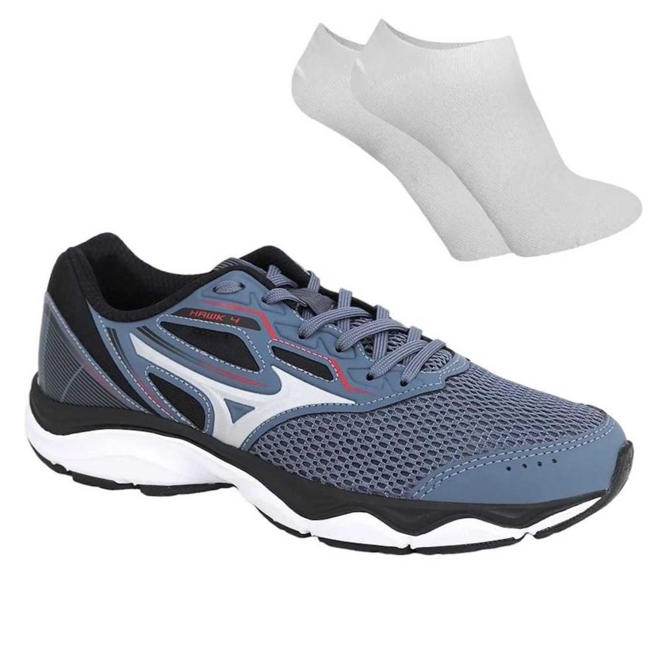 Kit Tênis Mizuno Wave Hawk 4 + Par de Meia - Masculino - Foto 1