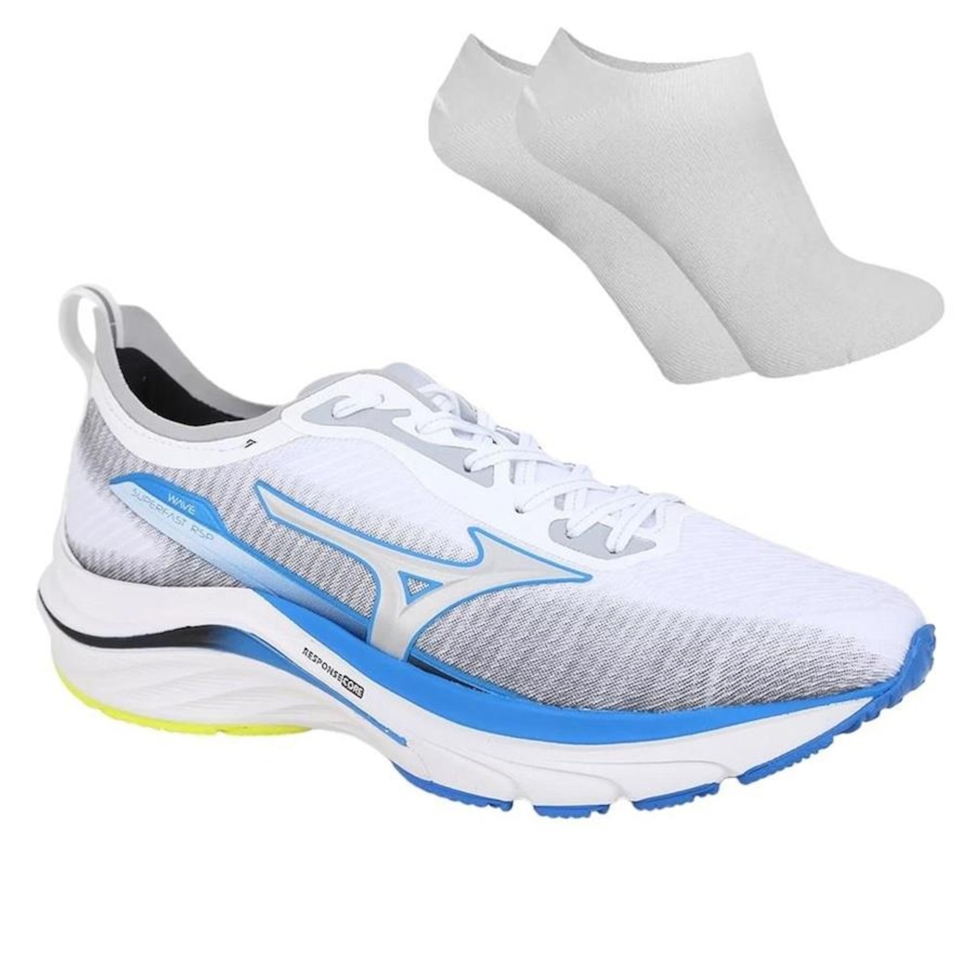 Kit Tênis Mizuno Wave Superfast + Meia - Masculino - Foto 1